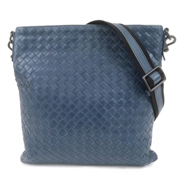 Bottega Veneta Handbags - Auth BOTTEGA VENETA Hobo Intrecciato Shoulder Bag Navy Leather